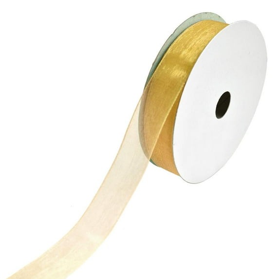 Sheer Nylon Organdy Ribbon, 5/8-Inch, 25-Yard, Gold