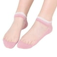 thumbnail image 1 of Sheer Nylon Socks for Women LSQii Short Ultra Thin Mesh Ruffle Ankle Socks Through Cool Silk Lace No Slip Crew Socking Everyday Wear Spring Summer Pink, 1 of 3