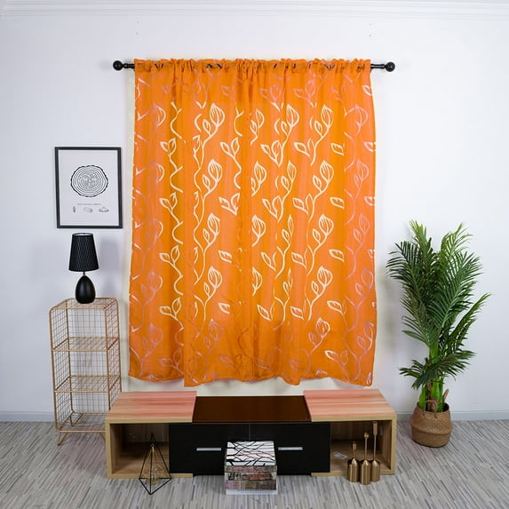Sheer Orange Curtains for Bedroom or Living Room - Panels, 42x45 inch, Rod Pocket, Elegant Voile Drapes for Natural Light, Privacy, and Décor