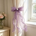 thumbnail image 1 of Sheer Organza Bow Curtain Tiebacks Pearl Decor No Punch Wavy Tassel Curtain Straps for Sweet Home Window Drape Decor Accessories Bedroom Gift, 1 of 6