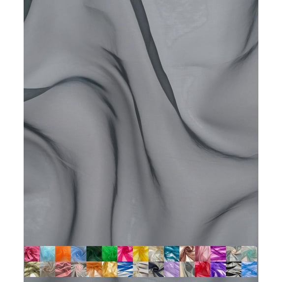 Sheer Organza Fabric by the Yard for Sewing Fashion Wedding Dress DIY Event Decorations, 60’’ Wide Sparkle Silky Crystal Organza Fabric (Charcoal, 4 Yard)
