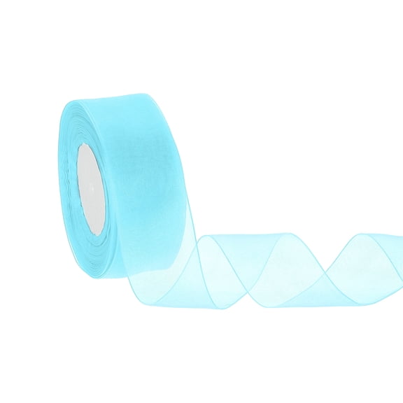 Sheer Organza Ribbon 1-1/2 Inch 50 Yards Chiffon Sheer Ribbons for Gift Wrapping Wedding Party Decoration Flower Bouquet Crafts Christmas, Sky Blue