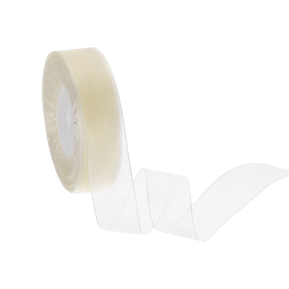 Sheer Organza Ribbon 1 Inch 50 Yards Chiffon Sheer Ribbons for Gift Wrapping Wedding Party Decoration Flower Bouquet Crafts Christmas, Cream