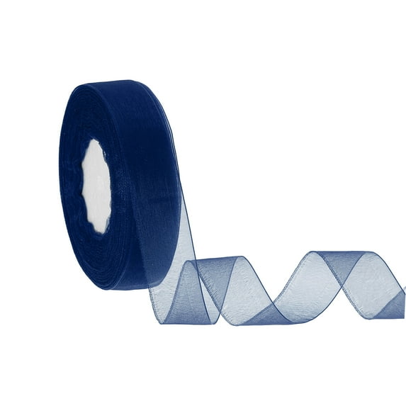 Sheer Organza Ribbon 1 Inch 50 Yards Chiffon Sheer Ribbons for Gift Wrapping Wedding Party Decoration Flower Bouquet Crafts Christmas, Dark Blue