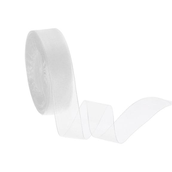 Sheer Organza Ribbon 1 Inch 50 Yards Chiffon Sheer Ribbons for Gift Wrapping Wedding Party Decoration Flower Bouquet Crafts Christmas, White
