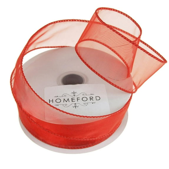 Sheer Organza Wired Edge Ribbon, 1-1/2-Inch, 10 Yards