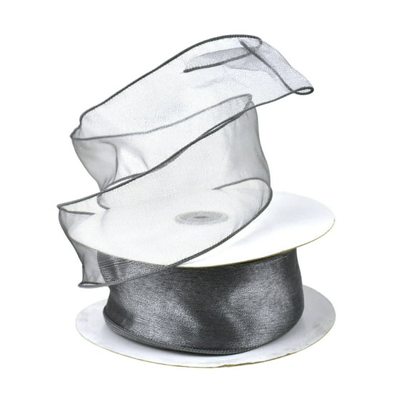 Sheer Organza Wired Ribbon, 2-1/2-inch, 50-yard, Silver