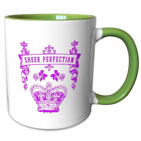 Sheer Perfection- Aristocratic Design with Crown in Purple on White 15oz Two-Tone Green Mug mug-262176-12