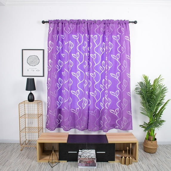 Sheer Purple Curtains for Bedroom or Living Room -Panels, 42x45 inch, Rod Pocket, Elegant Voile Drapes for Natural Light, Privacy, and Décor