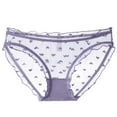 thumbnail image 1 of Sheer Purple Heart Print Panties for Women, Breathable Mesh Underwear with Ruffle Trim, Soft Stretch Comfy Briefs S-XXL,Size 2XL, 1 of 2
