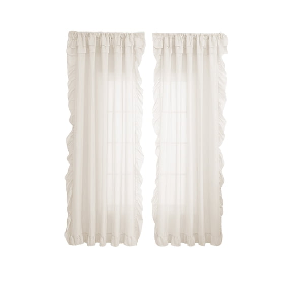 Sheer Ruffle-Trimmed Curtains for Living Rooms & Bedrooms – Elegant Light-Filtering, Vintage Style, Breathable Polyester, Versatile Home Decor Solution