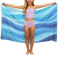 thumbnail image 1 of Sheer Sarong Cover Up For Girls Chiffon Lightweight Sun Protection Wrap Beach Skirts Cute Print Swinsuit Coverups (Free Size, Blue), 1 of 9