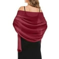 thumbnail image 1 of Sheer Silk Scarf for Women - Elegant Evening Party Wrap with Pearl Embellishment (Lightweight & Luxurious) Under 5$, Hontri Shawls And for Evening Dresses Chiffon Women , Red 2, L, 1 of 5