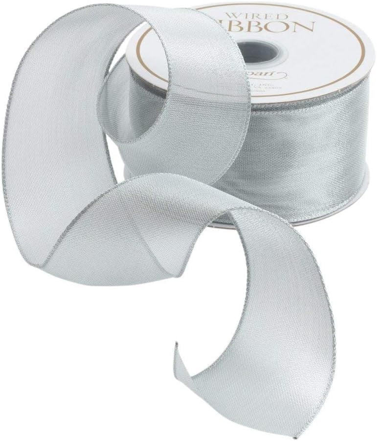 Sheer Silver Wired Ribbon - Two 27 Ft. Spools - Walmart.com