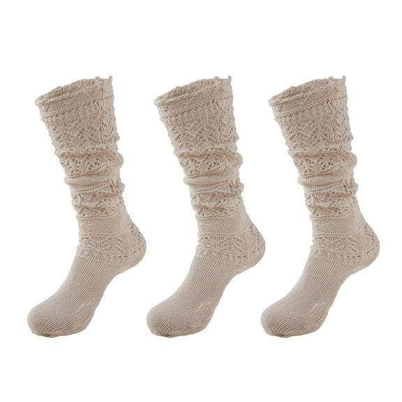 LDU Women's Crew Socks, Sheer Slouch Leg Warmers with Balletcore Japanese Style, Non-Slip Boot Socks, 1 Pair