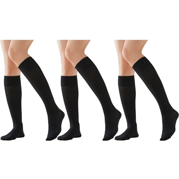 LDU Knee High Socks for Women Calf High Elasticity Breathable Socks, Comfort Fit for Daily Commuting and Casual & Dress Shoes 3-Pack