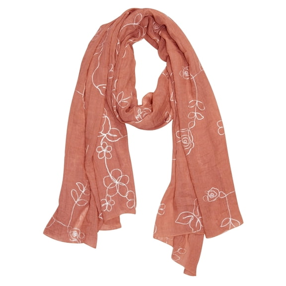 Sheer Soft Cloth Floral Embroidered Flower Summer Shawl Scarf Wrap