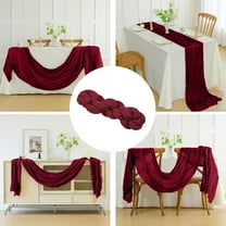 Sheer Table Runner, Crinkle Gauze Fabric Wedding Decor, 35x157 Inch Polyester Tablecloth for Birthday Party, Rustic Decor, Reusable