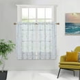 thumbnail image 1 of Sheer Tier Curtain, Rod Pocket Leaf Embroidered Faux Linen Textured Semi Sheer Short Curtain, 1 of 8