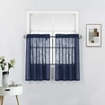 thumbnail image 1 of Sheer Tiers Faux Linen Semi-Transparent Rod Pocket Short Windows Treatment Curtains Set for Small Windows, (27"W x 36"L, Navy Blue), 1 of 4
