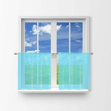 Sheer Tinted Organza Café Tier Curtains Window Treatment Kitchen Home Décor
