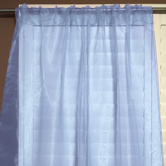 Sheer Tinted Organza Solid Single Curtain Panel 58 Inch Wide Light Blue
