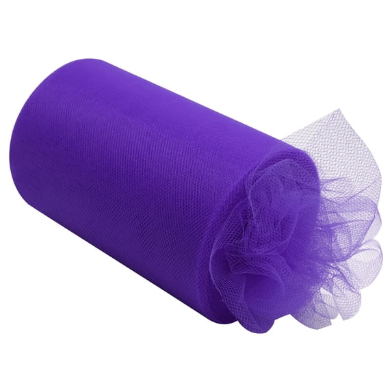 Sheer Tulle Fabric Roll 5.9in x 25yd for DIY Crafts, Soft Mesh Ribbon for Party Decor Wedding Backdrop Gift Wrap Christmas Supplies, Deep Purple, by Lvgun