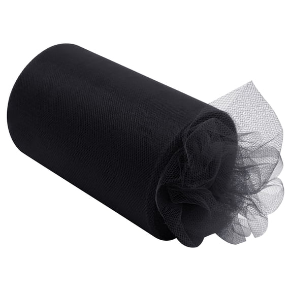 Sheer Tulle Fabric Roll 5.9in x 25yd for DIY Crafts, Soft Mesh Ribbon for Party Decor Wedding Backdrop Gift Wrap Christmas Supplies, Black, by Lvgun