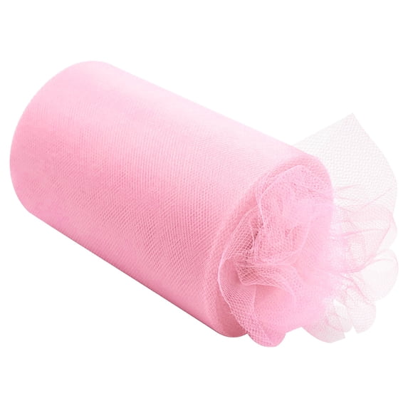 Sheer Tulle Fabric Roll 5.9in x 25yd for DIY Crafts, Soft Mesh Ribbon for Party Decor Wedding Backdrop Gift Wrap Christmas Supplies, Pink, by Lvgun