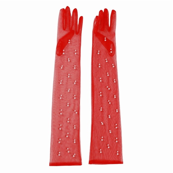 Sheer Tulle Gloves for Brides Accessory Wedding Prom Party Costume Gloves for Women