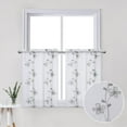 thumbnail image 1 of Sheer Valance Curtain, Floral Embroidered Kitchen Window Treatment Voile Window Valances Rod Pocket, Semi Sheer Bathroom Curtain Windows, 26"Wx30"L,Grey,2 Panels, 1 of 7
