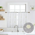 thumbnail image 1 of Sheer Valance Curtain, Floral Embroidered Pom Design Kitchen Window Treatment Voile Window Valances Rod Pocket, Semi Sheer Bathroom Curtain Windows, 26"W×24"L , 2 Panels,Cream, 1 of 7