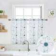 thumbnail image 1 of Sheer Valance Curtain, Floral Embroidered Pom Design Kitchen Window Treatment Voile Window Valances Rod Pocket, Semi Sheer Bathroom Curtain Windows, 26"W×36"L, 2 Panels,Lake Blue, 1 of 6