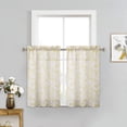 thumbnail image 1 of Sheer Valance Curtains Farmhouse Leaf Printed Kitchen Valance for Kitchen Dining Room Living Room, 52 x 15 Inch, Yellow, 1 Panel, 1 of 9
