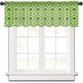 thumbnail image 1 of Sheer Valance Curtains for Kitchen Living Room Decor, Green Moroccan Pattern Geometric Semi Sheer Curtain Voile Valance Rod Pocket Window Treatment Short Curtain Panel 54"x18", 1 of 6