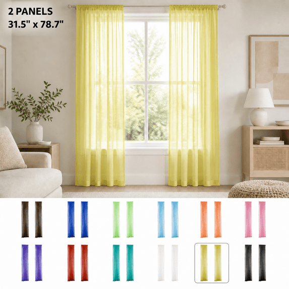 Sheer Voile Curtain Panels 2 Pack 80x200cm - Light Filtering Window Drapes for Living Room Bedroom - Soft Semi Sheer Curtains for Privacy and Sunlight Diffusion - Modern Home Decor