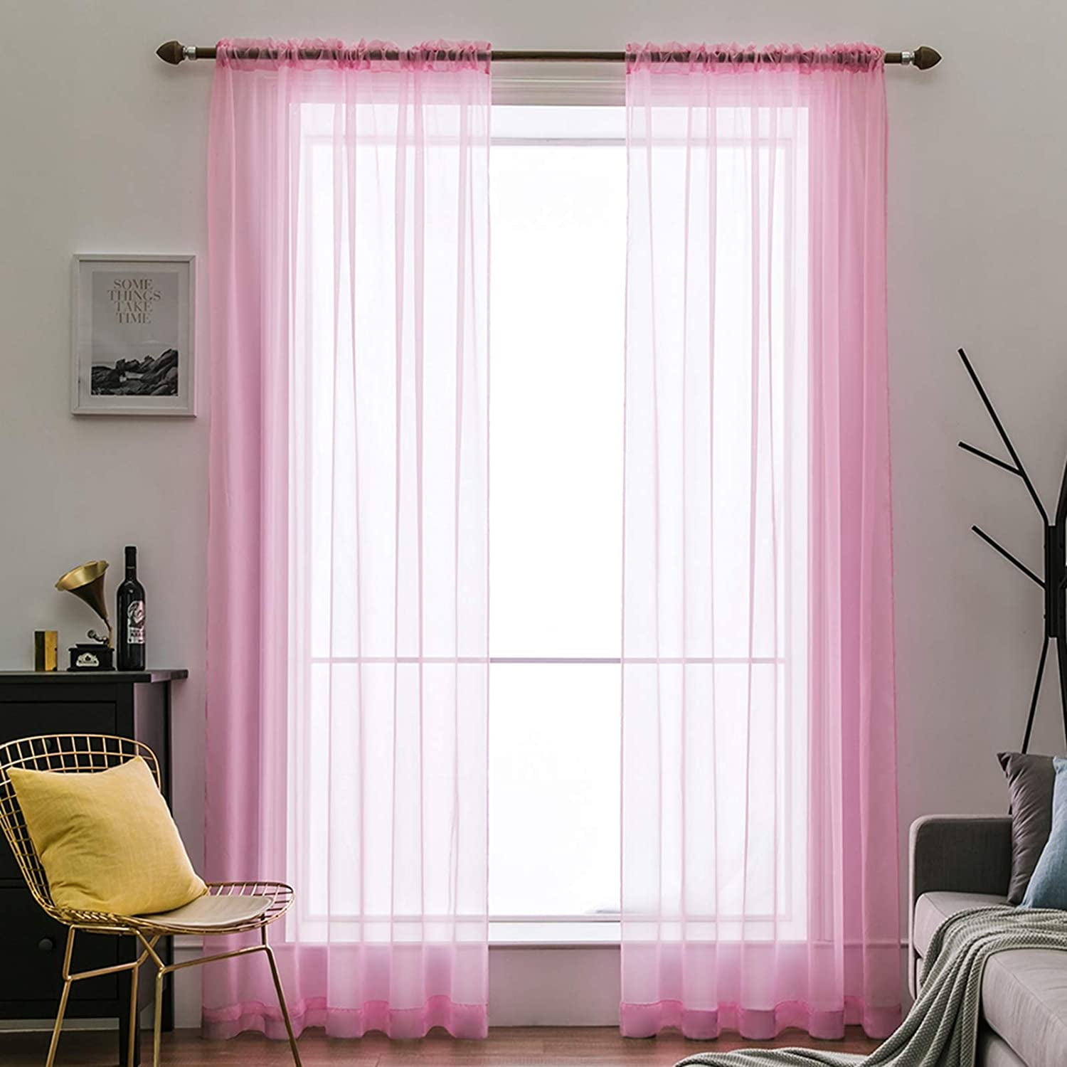 Window Shier Sheer Voile Curtain Panels with Rod Pocket - Solid Window Sheer Drapes ...