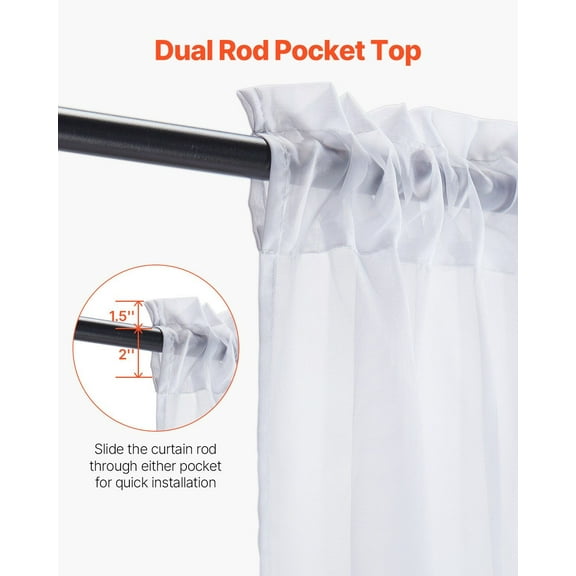 Sheer Voile Curtains 52x84 Inch, 2 Panels, Soft & Airy, Rod Pocket, Polyester