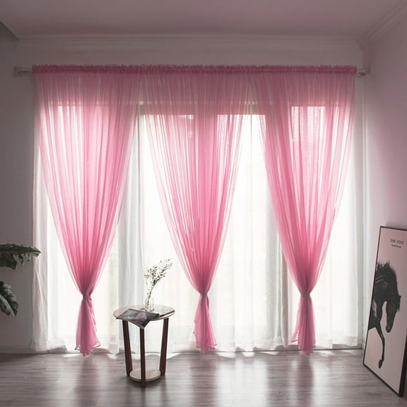 Sheer Voile Curtains Cozival Voile Window Panel - Colorful Tulle Sheer Curtain Drape - Single Piece with Rod Pocket (200X100Cm) - Light Filtering & Decorative Fabric for Living Room, Bedroom