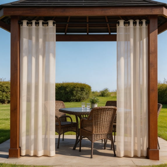 Sheer Voile Curtains Long Transparent Drapes Double Rod Pocket Gauze Curtains for Living Room Bedroom Sliding Glass Door