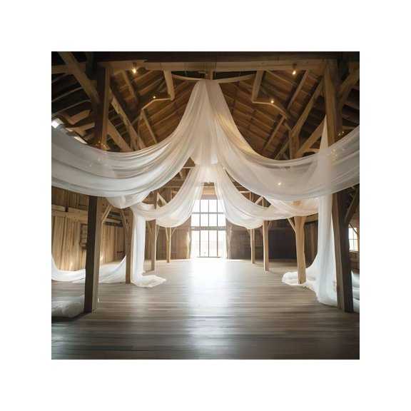 Sheer Voile Drape 0.75m x 20m White Solid Backdrop For Wedding Ceremony Decor