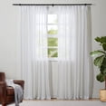 thumbnail image 1 of Sheer Voile Drape White 96 Inches Long Lightweight Pinch Pleated Curtain for Kids Room Living Room Solid Color Transparent Thin Curtain (1 Panel, 52Wx96L, Slub Cross) outdoor curtains, 1 of 6