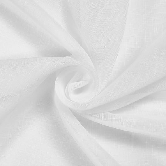 Sheer Voile Faux Linen Fabric Gasa 118" Wide Curtain Drapery Sold BTY 100% Polyester (White)