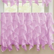 Sheer Voile Vertical Ruffle Window Curtain 24" Tier Pair - Lavender
