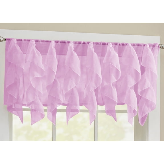 Sweet Home Collection Voile Vertical Puple Ruffle Shabby Chic Dusty Lavender Curtains, 56” x 12”