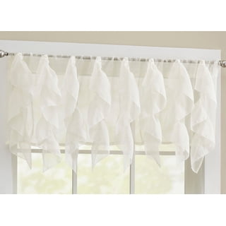 Sweet Home Collection Sheer Voile Curtain Panel - 50x63 Inch, Vertical Ruffles, Rod Pocket, 2-Pack, Sea Color