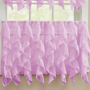 Sheer Voile Vertical Ruffle Window Kitchen Curtain 24 Tier Pair Dusty Lavender