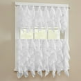 thumbnail image 1 of Sheer Voile Vertical Ruffle Window Kitchen Curtain 24" Tiers & Valance Set, 1 of 3