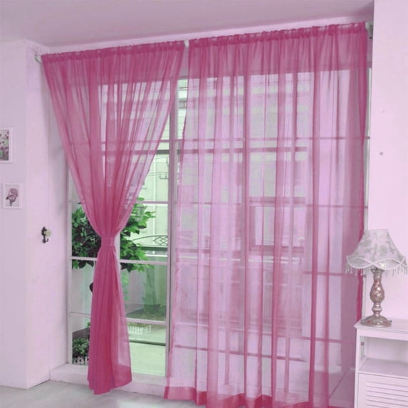 Sheer Voile Window Curtain Panel - Solid Color for Kitchen Bedroom Bathroom, Rod Pocket Semi-Private Drapes
