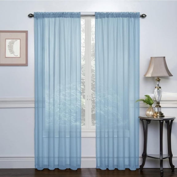 Sheer Voile Window Curtain Panels White 1 Panel 539 Width 79 Inch Long for Kitchen Bedroom Children Living Room Yard, 39 W x 79 L, Blue
